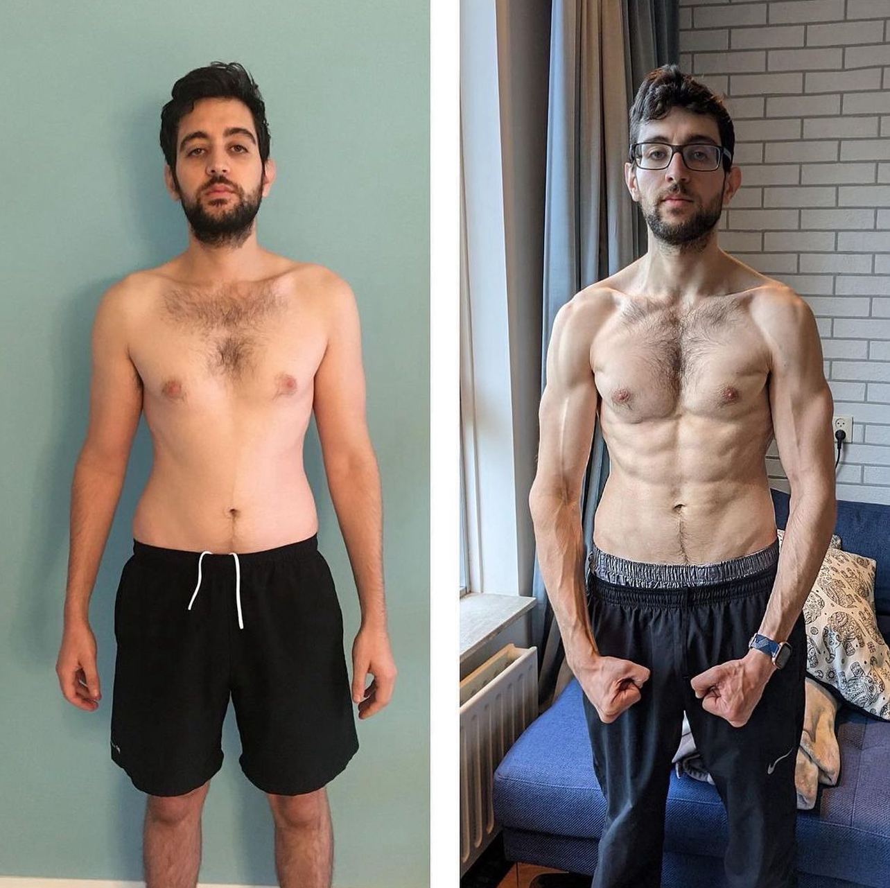 Rahul before and after body transformation with Fitty