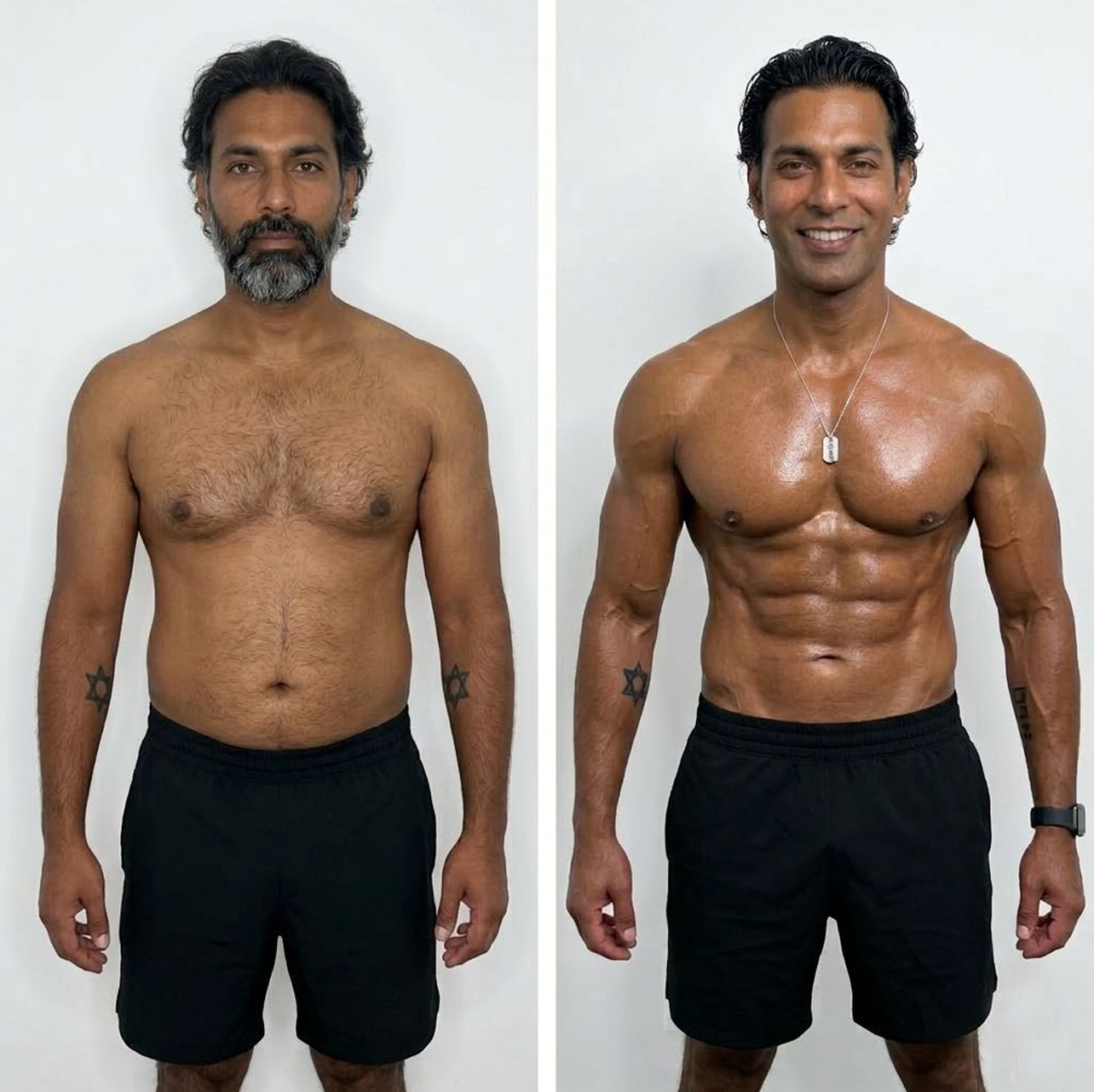Rajeev before and after body transformation with Fitty