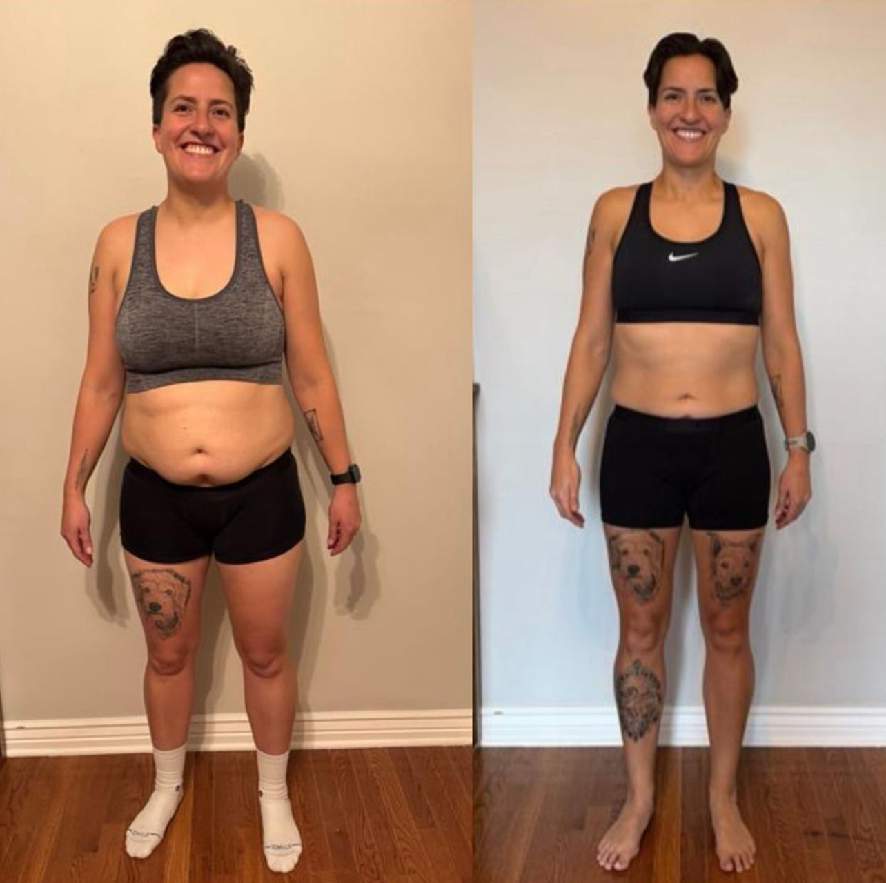 Sarah before and after body transformation with Fitty