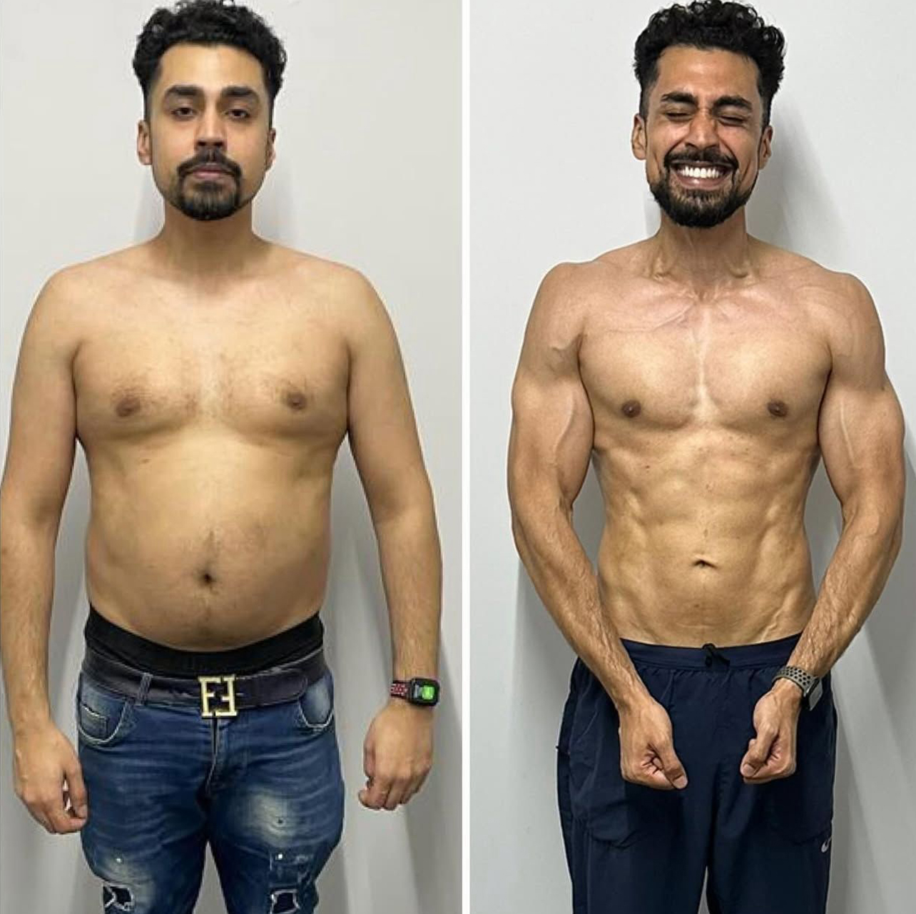 Uday before and after body transformation with Fitty