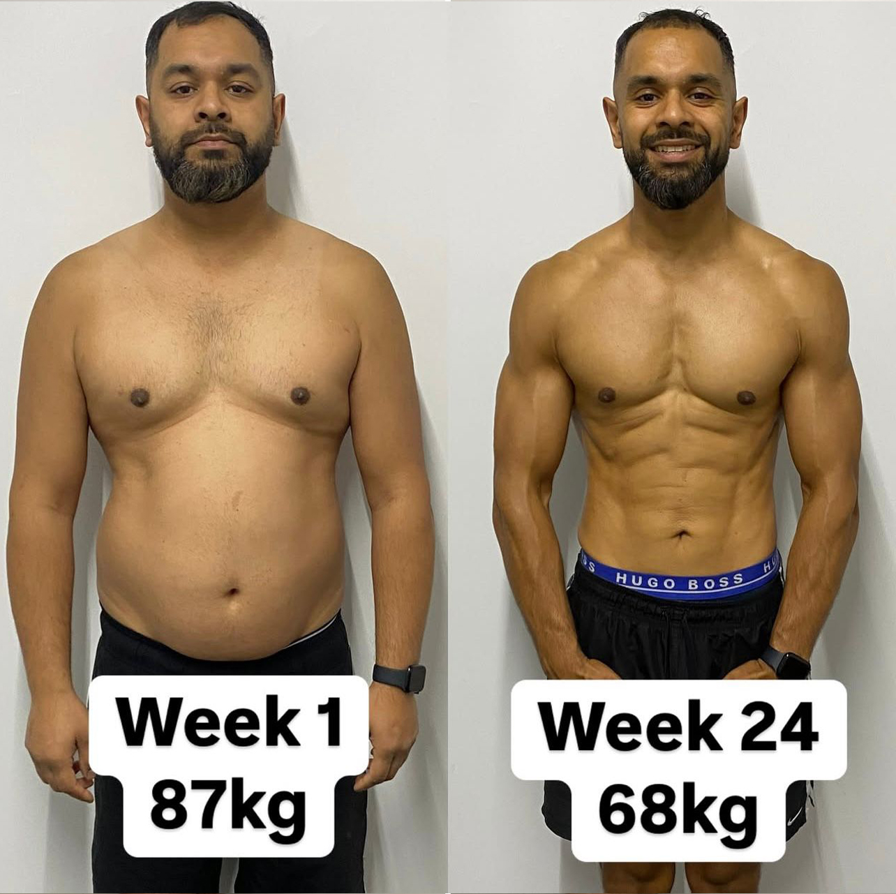 Jhonson before and after body transformation with Fitty